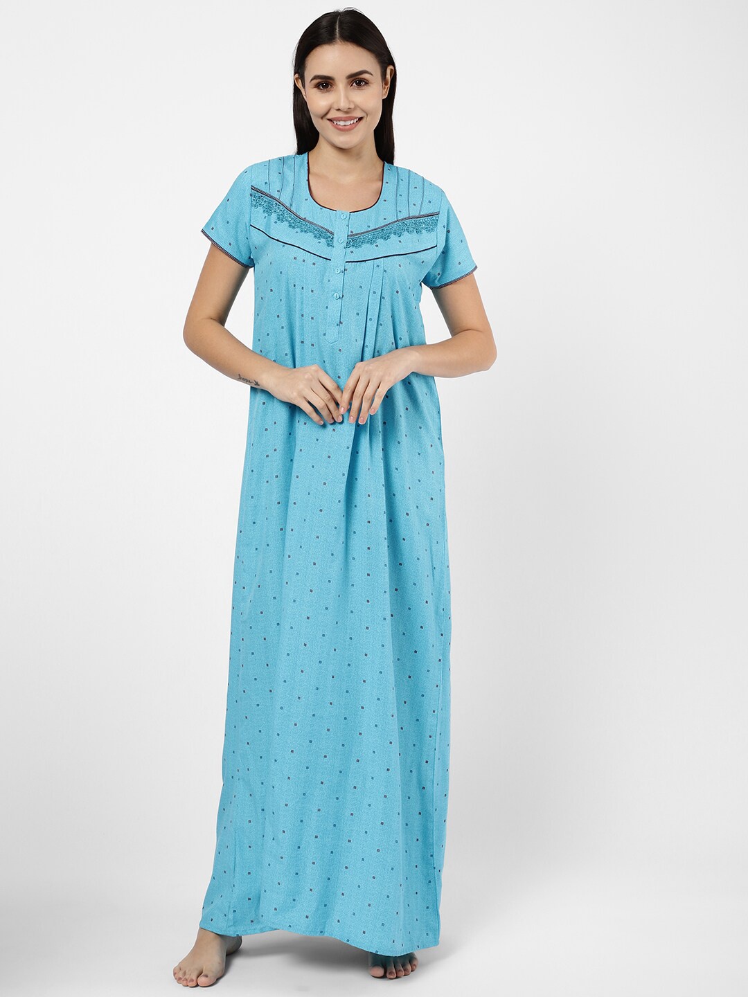 

Sweet Dreams Blue Printed Maxi Nightdress
