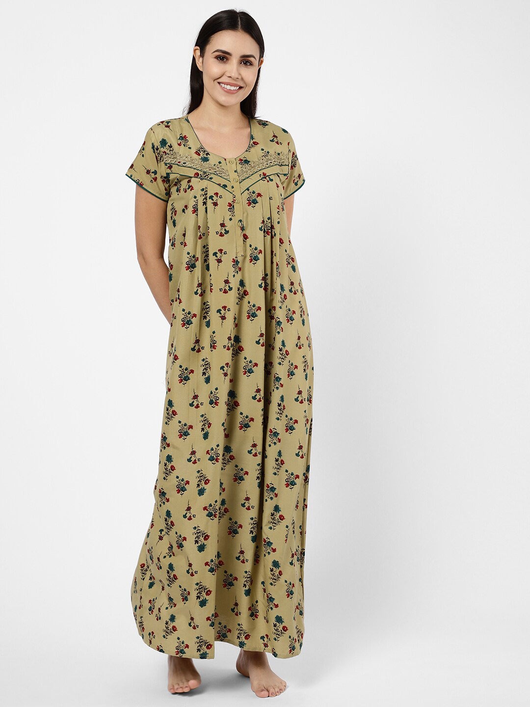 

Sweet Dreams Khaki Printed Maxi Nightdress
