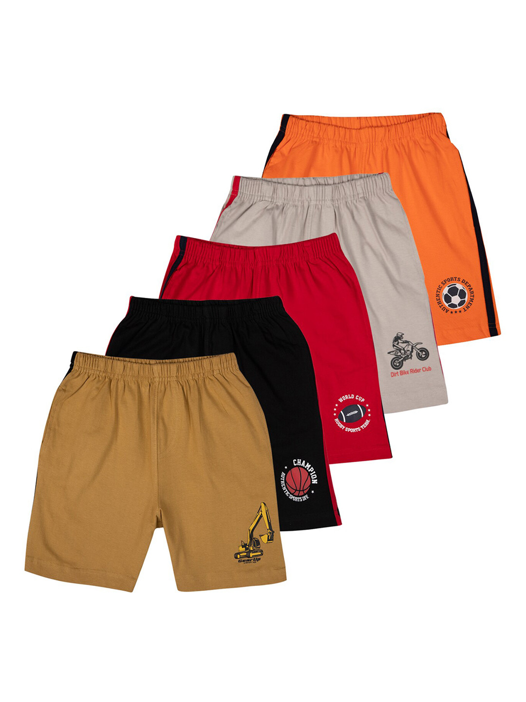 

LI'L CUPID Boys Multicoloured Pack Of 5 Shorts, Multi