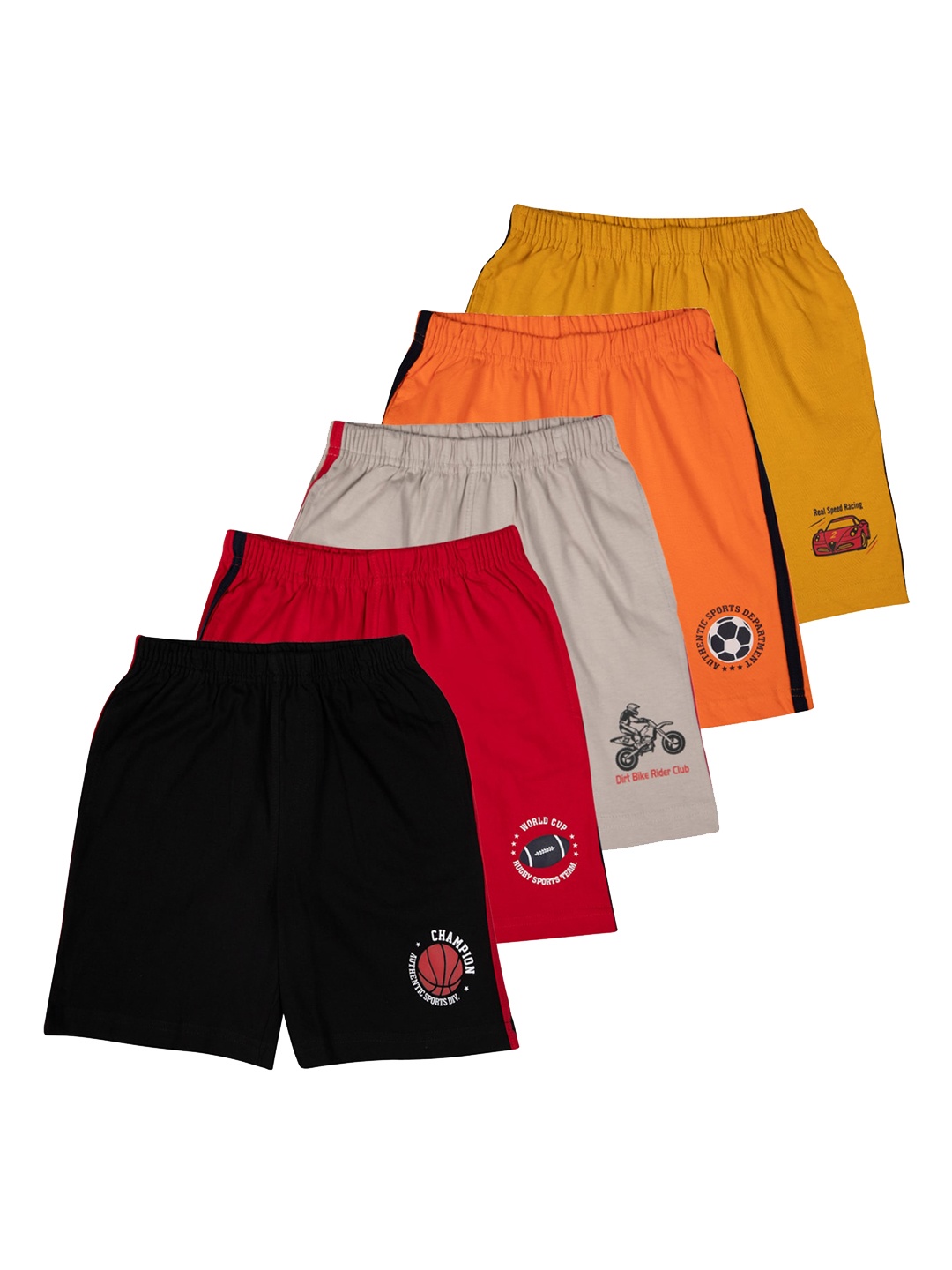 LI'L CUPID Boys Multicoloured Pack Of 5 Shorts, Yellow