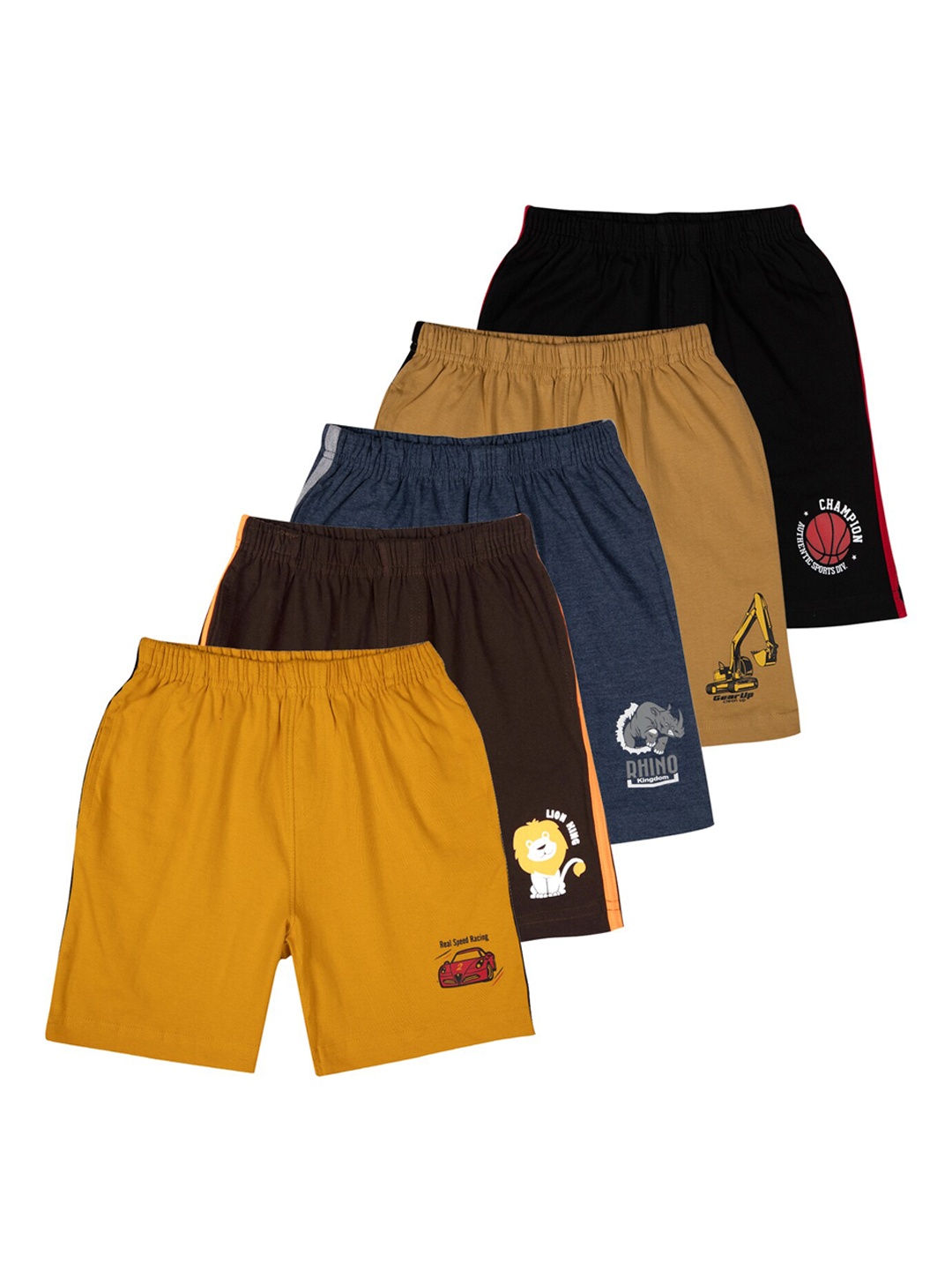 

LI'L CUPID Boys Pack Of 5 Multicoloured Shorts, Multi
