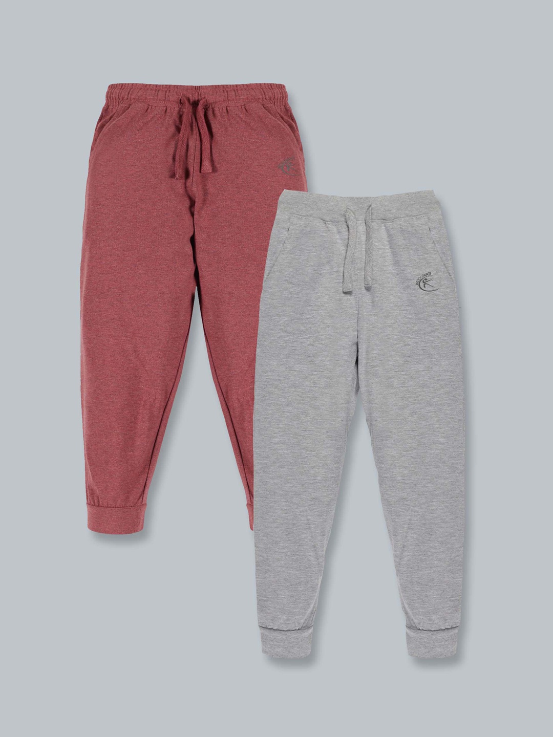 

KiddoPanti Kids Pack Of 2 Rust & Grey Pure Cotton Joggers