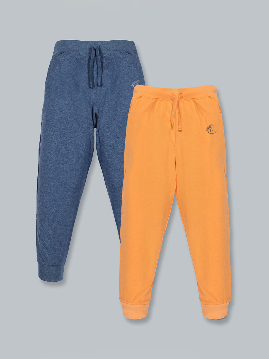 

KiddoPanti Kids Pack Of 2 Blue & Orange Pure Cotton Joggers