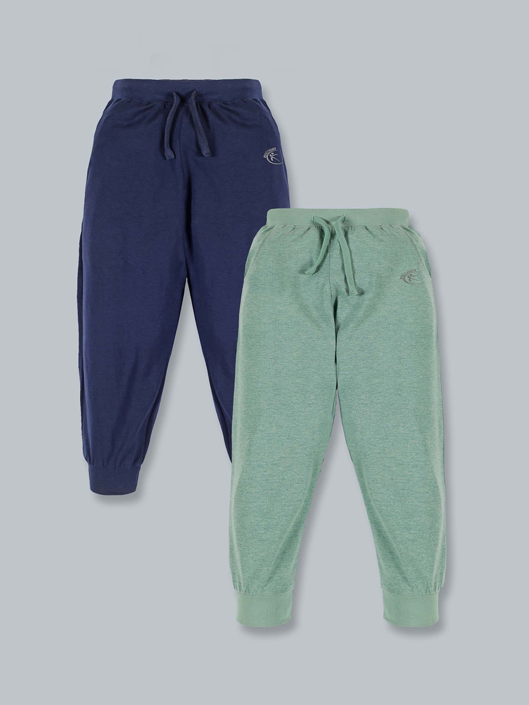 

KiddoPanti Kids Pack Of 2 Solid Pure Cotton Joggers, Navy blue