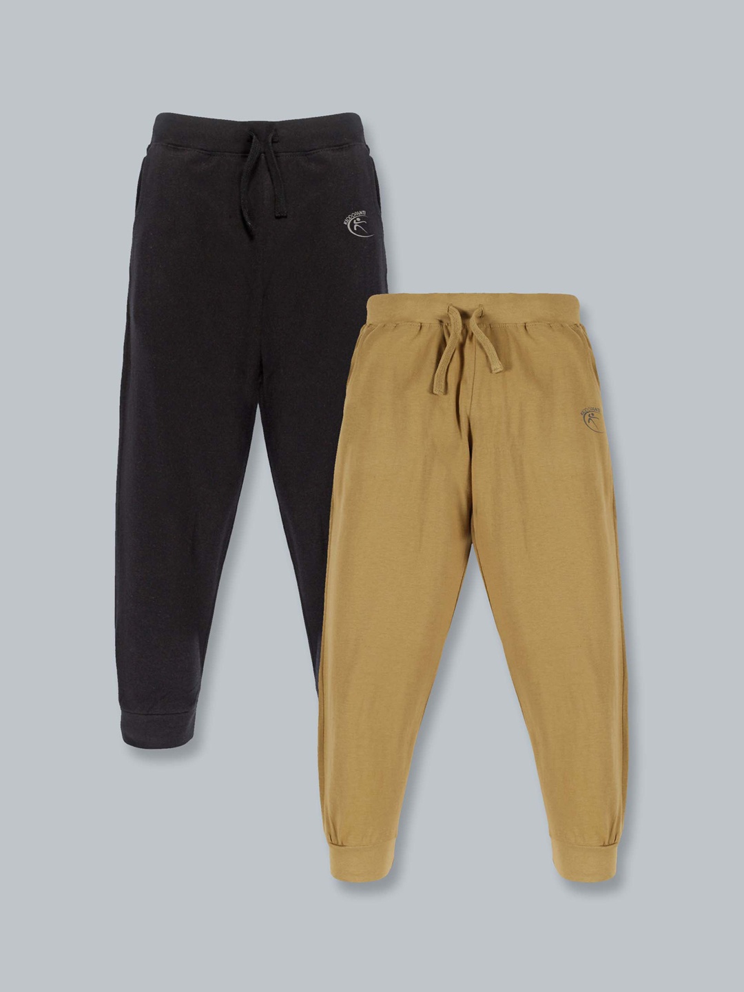 

KiddoPanti Pack Of 2 Solid Pure Cotton Joggers, Black