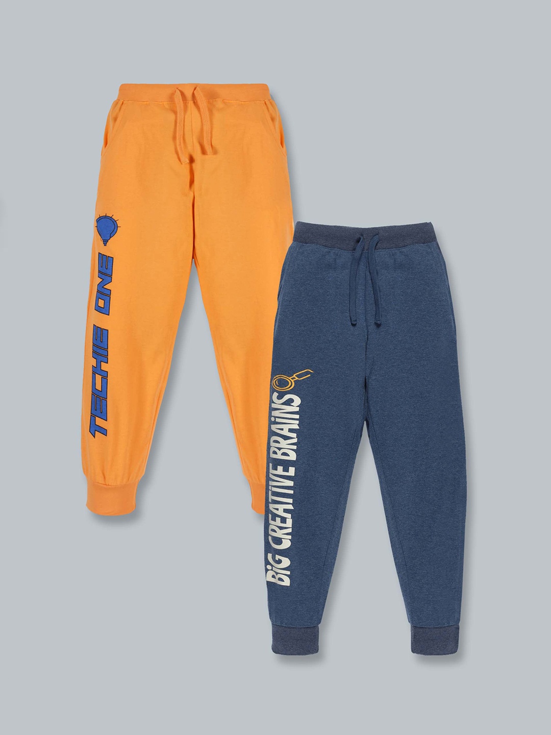 

KiddoPanti Kids Boys Pack Of 2 Graphic Printed Cotton Joggers, Orange