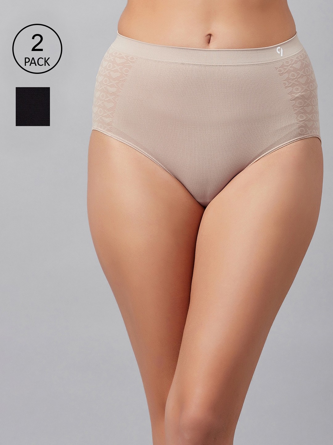 

C9 AIRWEAR Women Seamless Pack of 2 Solid Hipster Briefs, Black