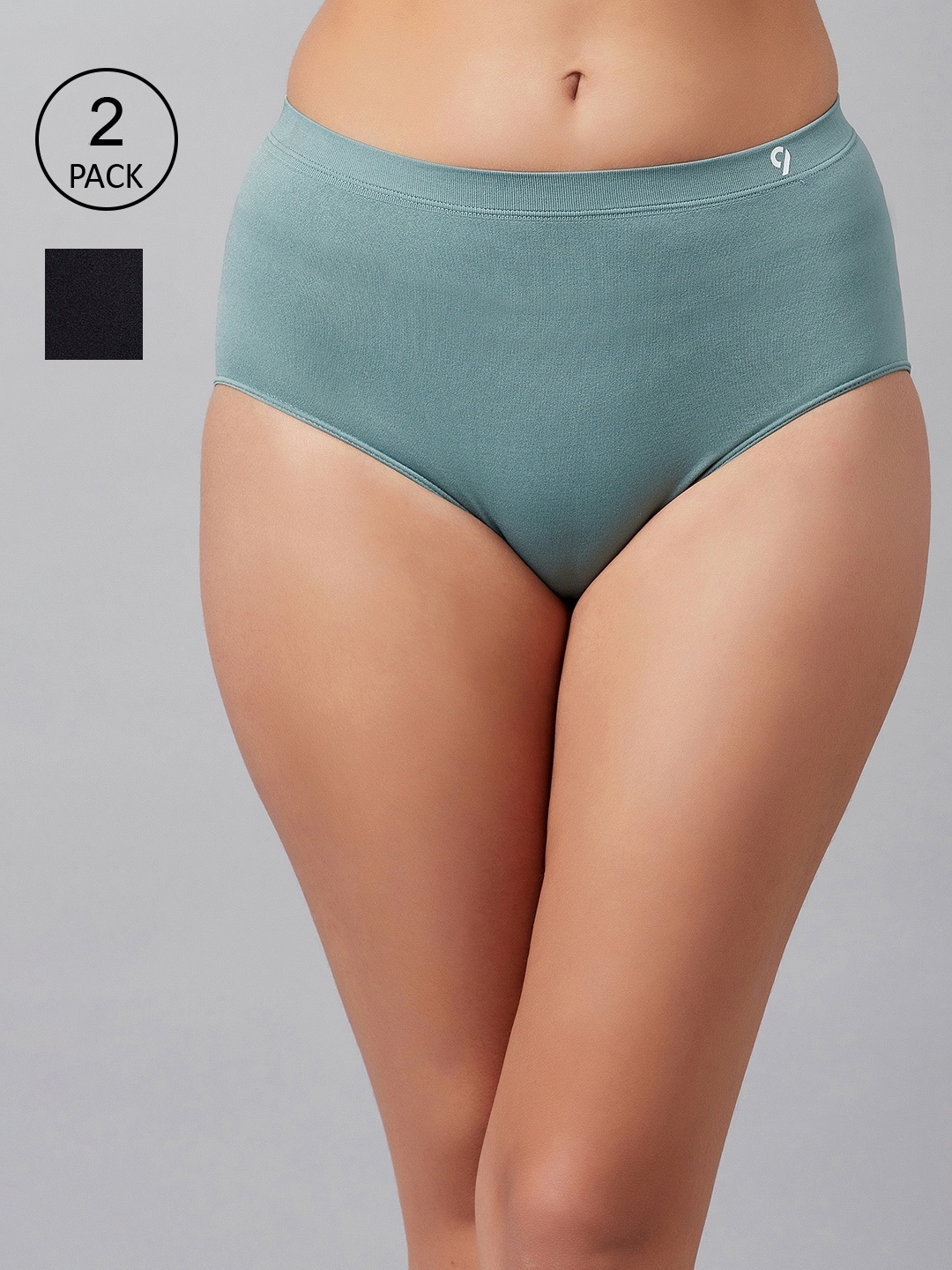 

C9 AIRWEAR Women Seamless Pack Of 2 Grey & Black Cotton Hipster Briefs