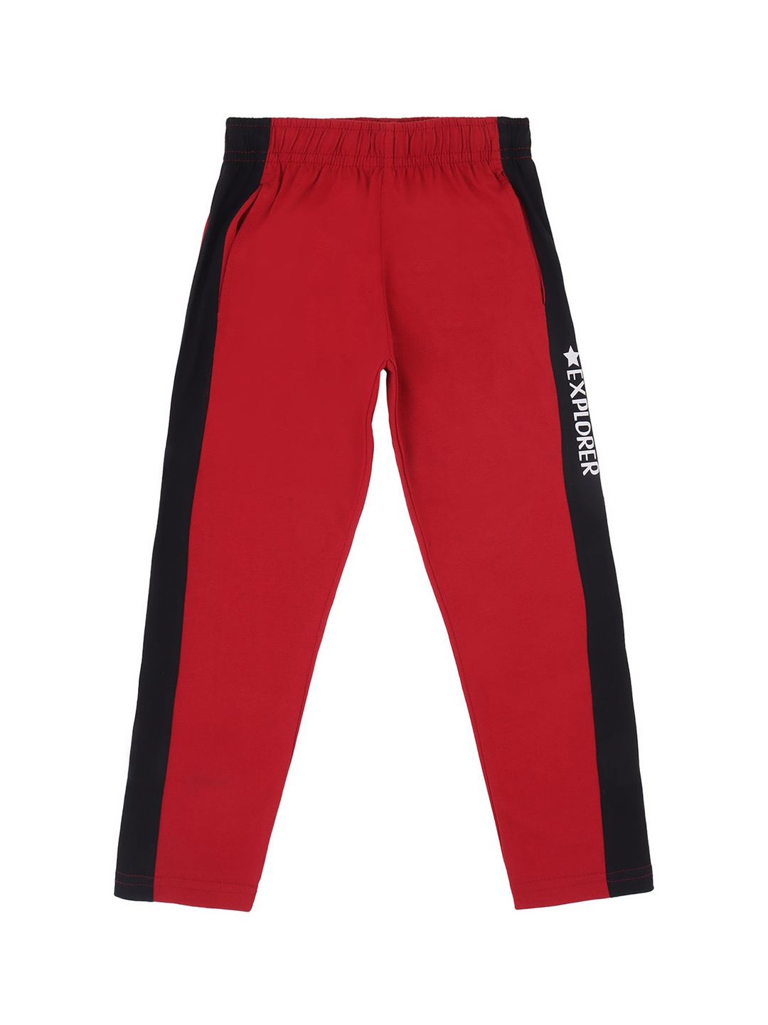 

DYCA Boys Red & Black Colorblocked Cotton Track Pants