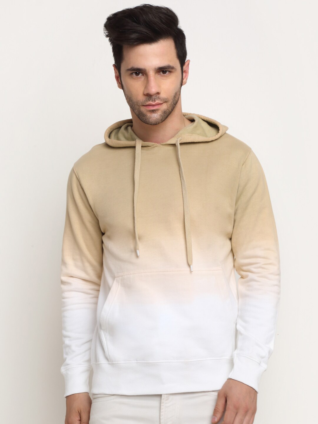 

Ennoble Men Khaki Hooded Cotton Sweatshirt
