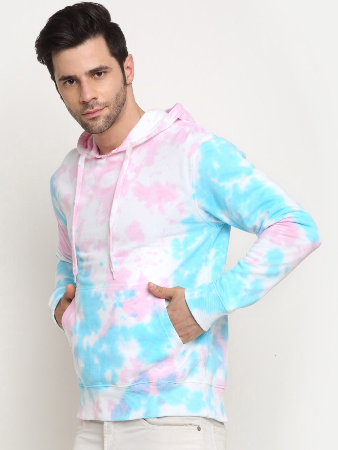

Ennoble Men Pink Printed Hooded Sweatshirt