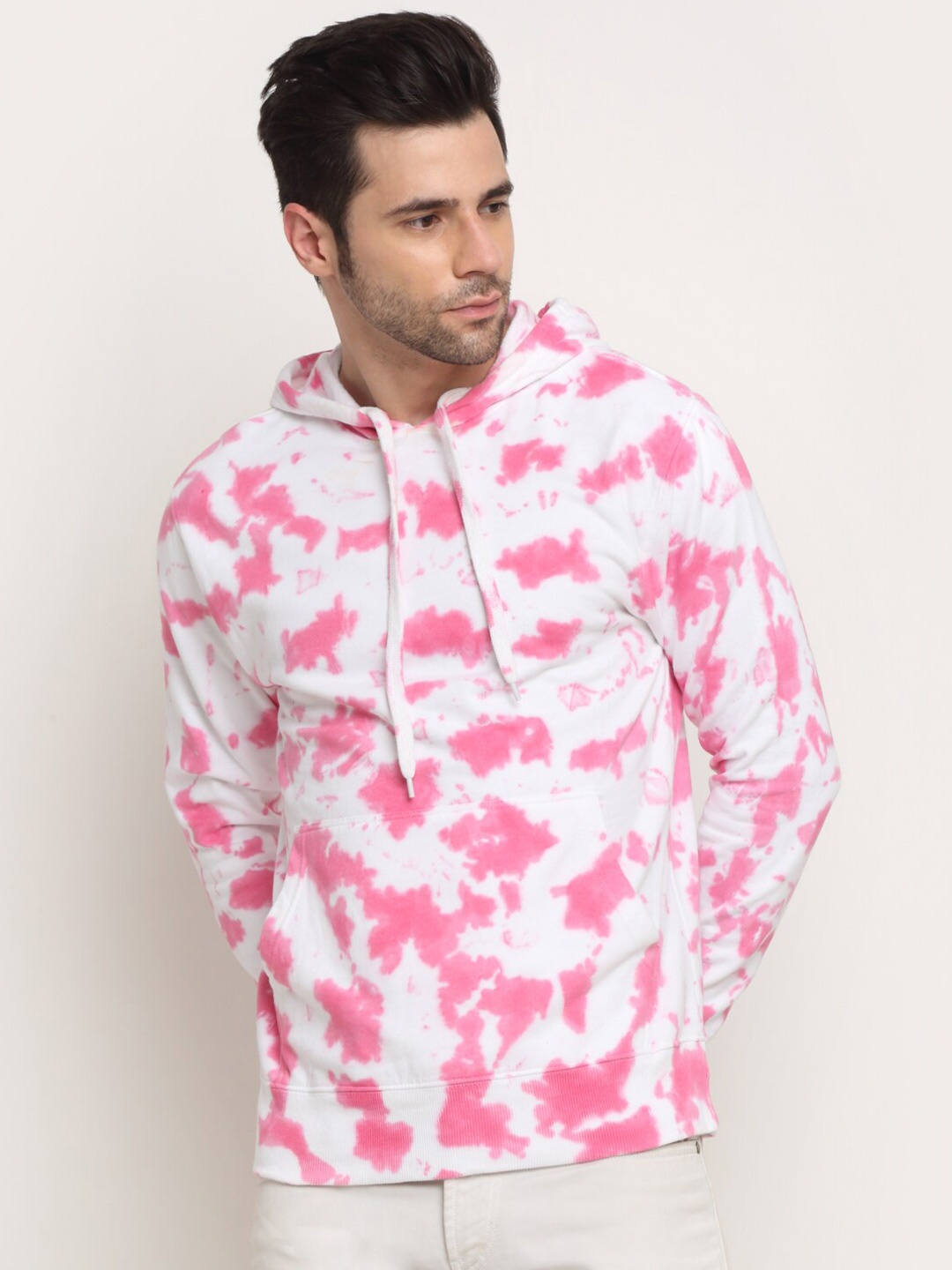 

Ennoble Men Pink Printed Hooded Sweatshirt