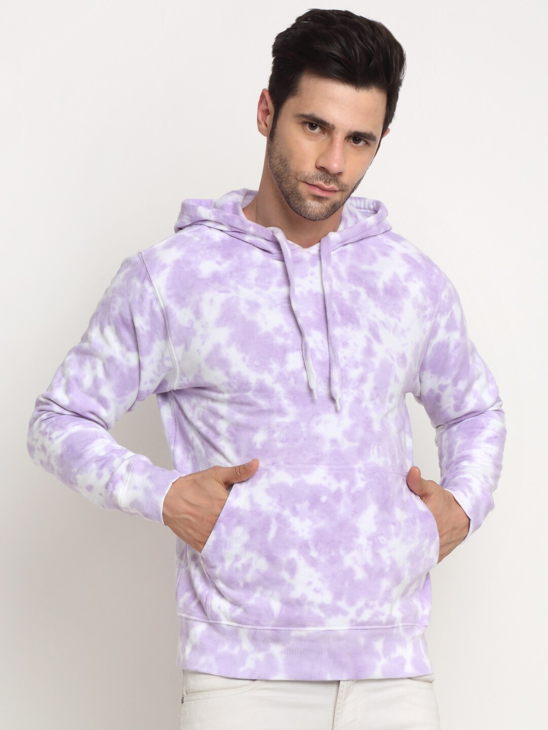 

Ennoble Men Purple Printed Hooded Sweatshirt