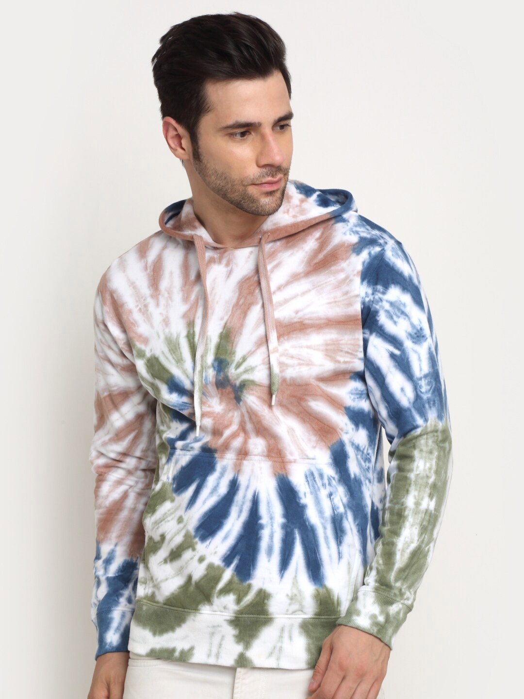 

Ennoble Men Blue Printed Hooded Sweatshirt