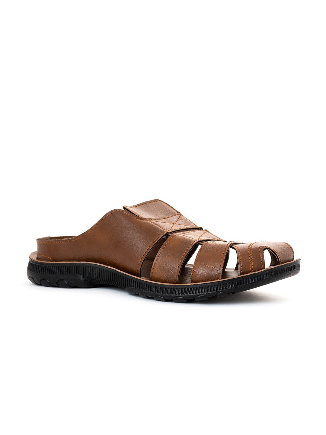 

Khadims Men Brown & Black Comfort Sandals