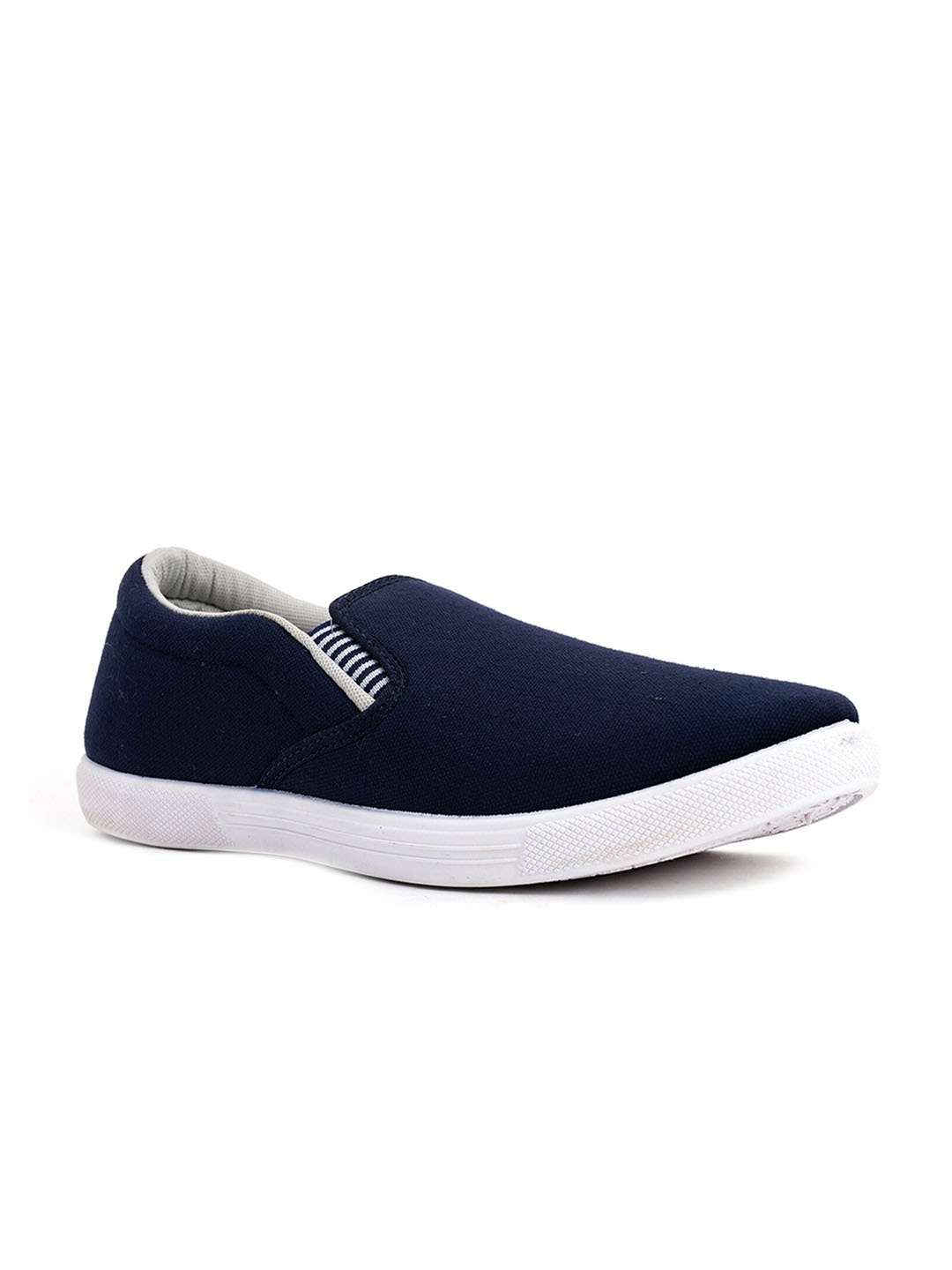 

Khadims Men Navy Blue Woven Design Slip-On Sneakers