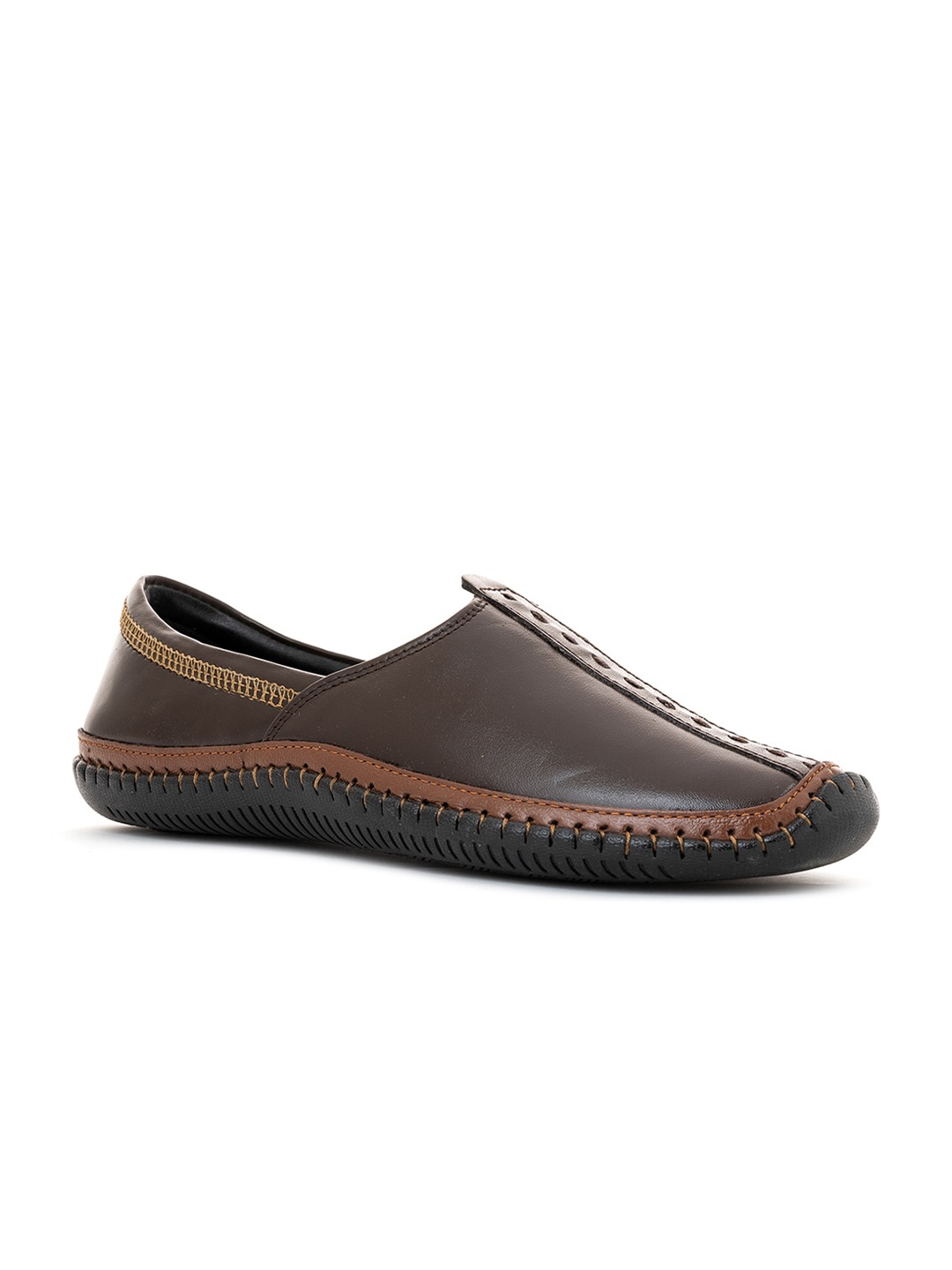 

Khadims Men Brown Leather Mojaris