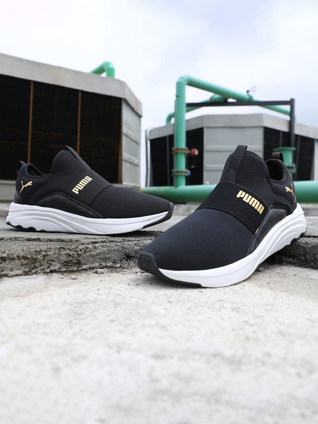 

Puma Women Black Softride Sophia Slip-On Walking Shoes
