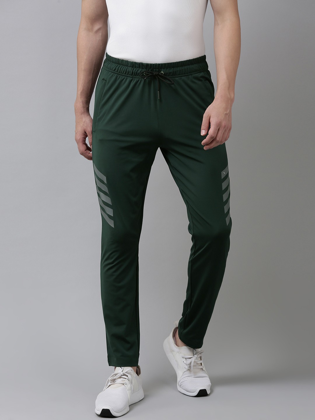

Van Heusen Men Green Striped Slim Fit Mid-Rise Outdoor Sports Track Pants