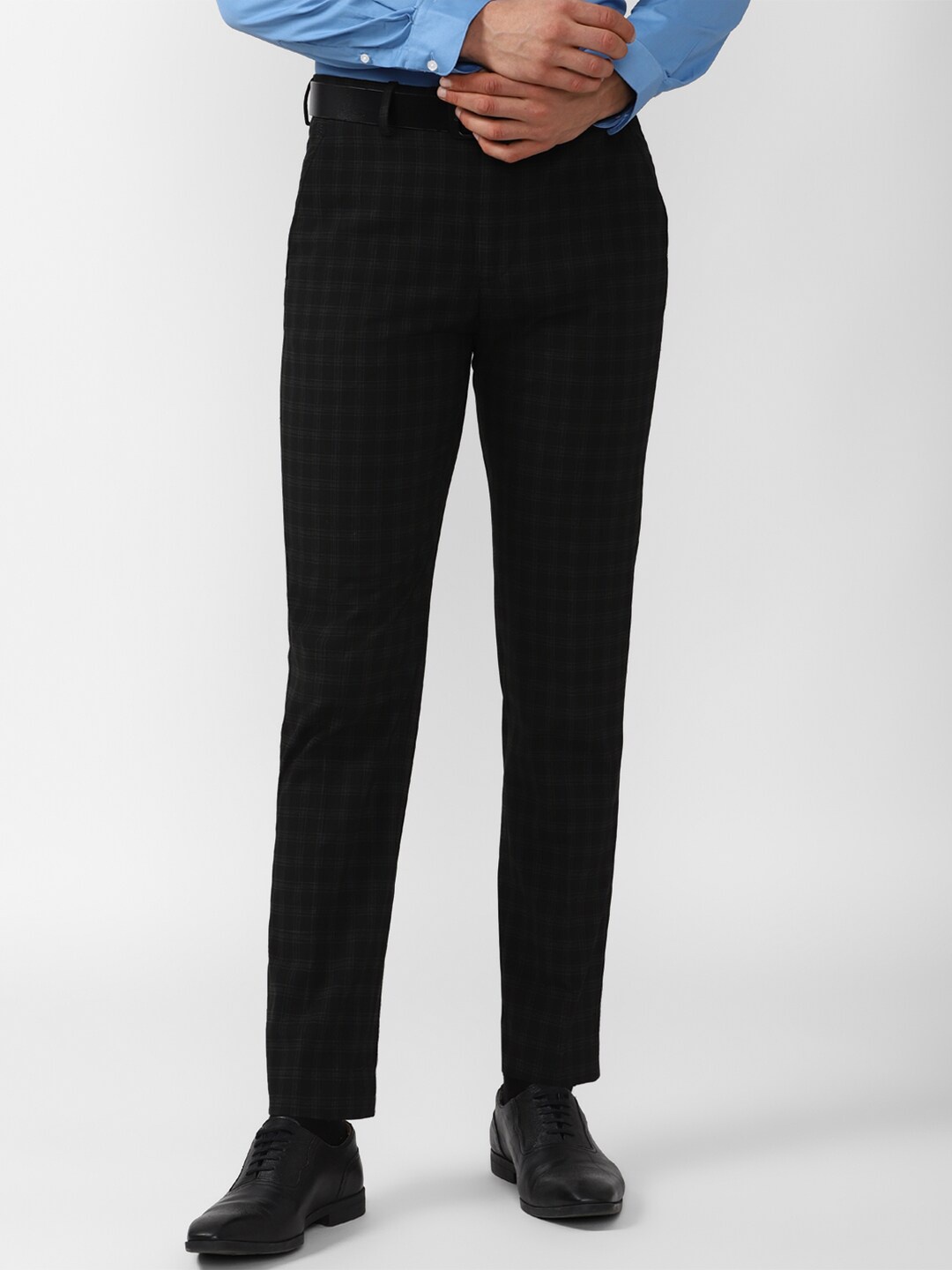 

Peter England Men Black Knitted Formal Slim Fit Trousers