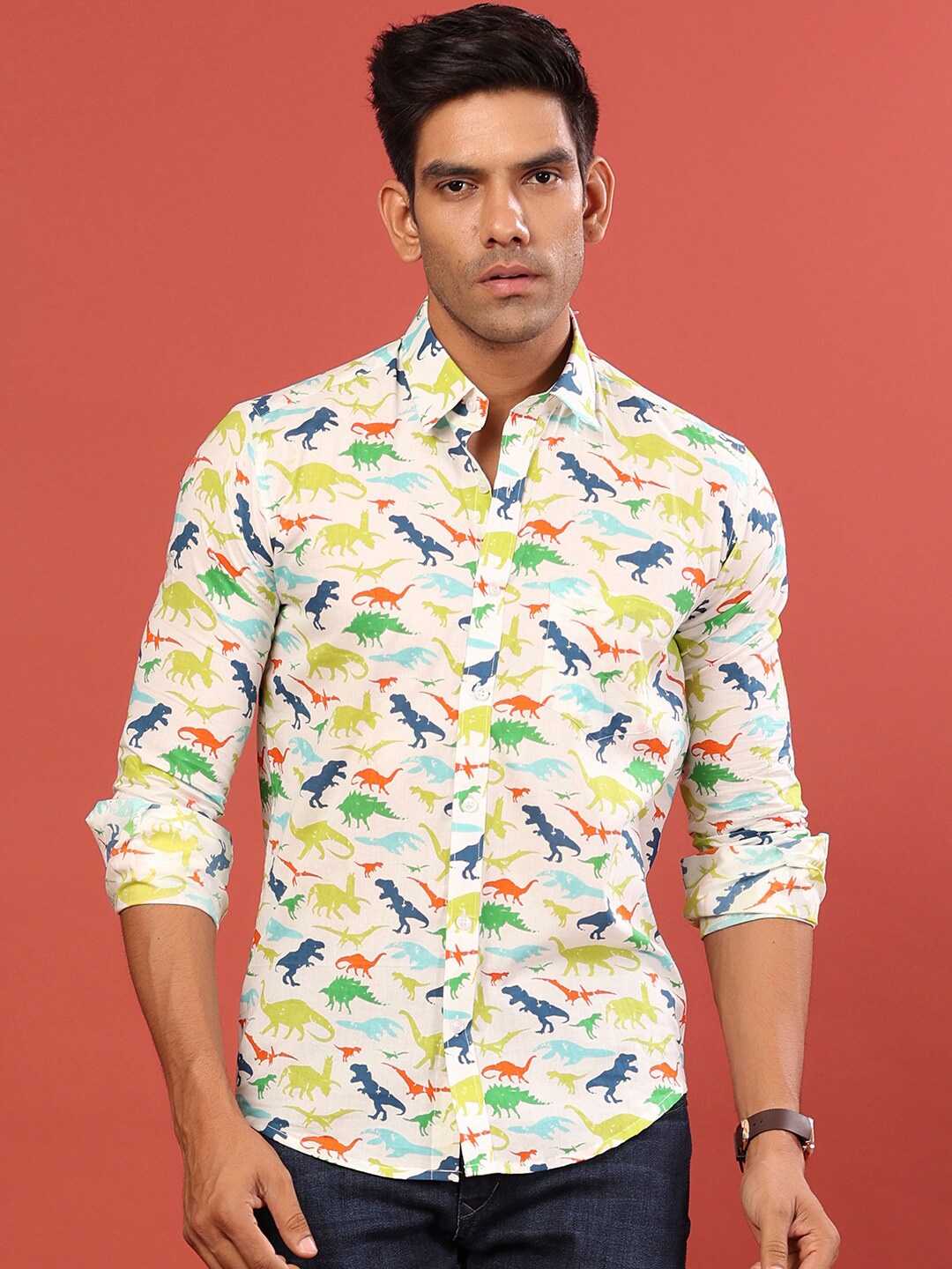 

Tistabene Men Beige Comfort Printed Casual Shirt