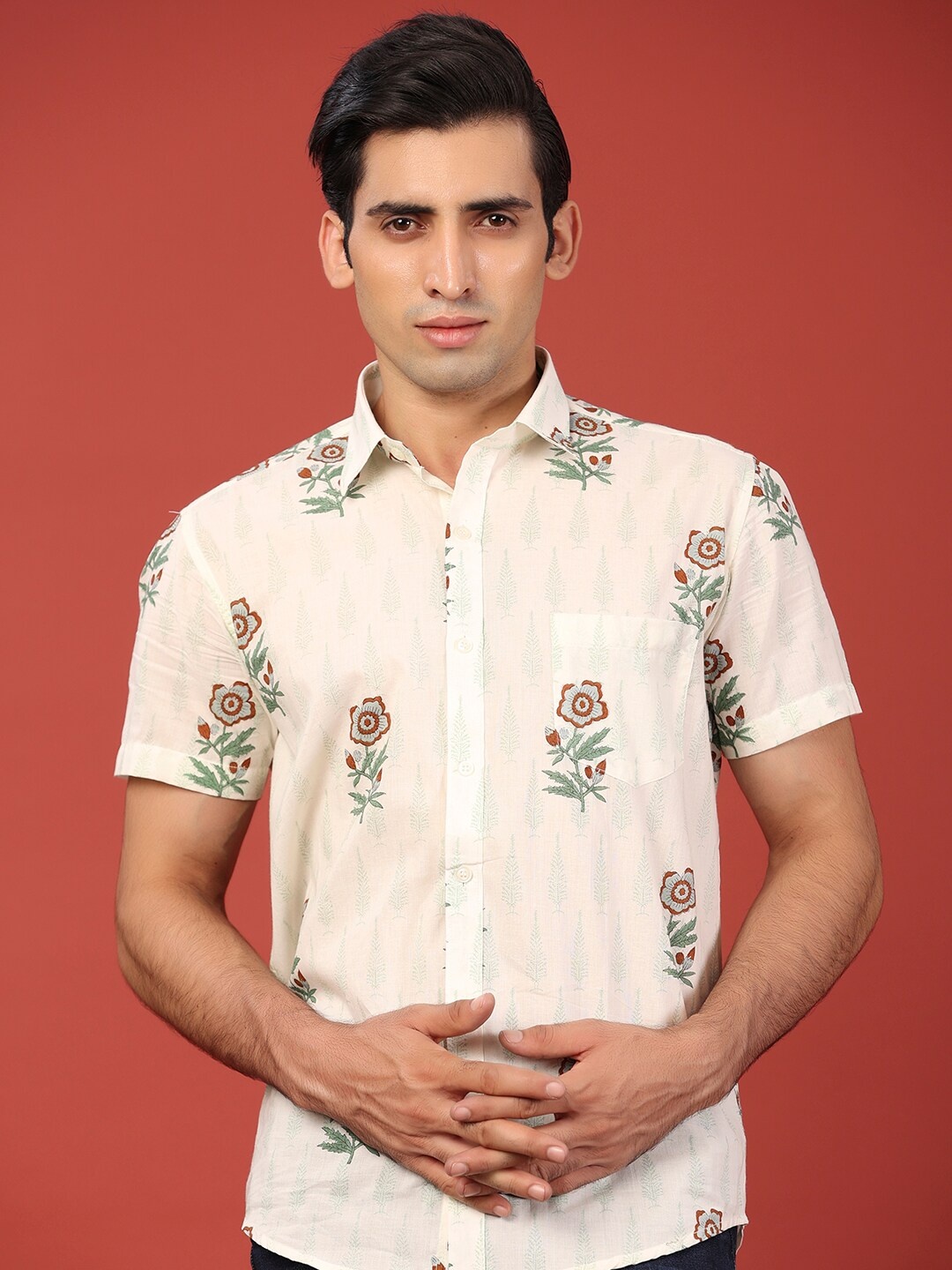 

Tistabene Men White Comfort Printed Casual Shirt