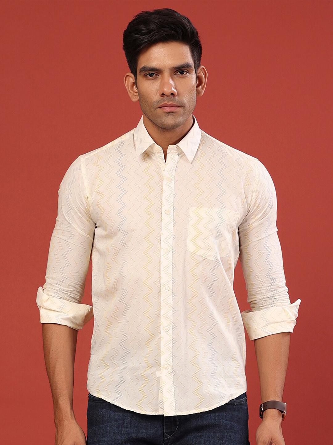 

Tistabene Men White Comfort Printed Casual Shirt