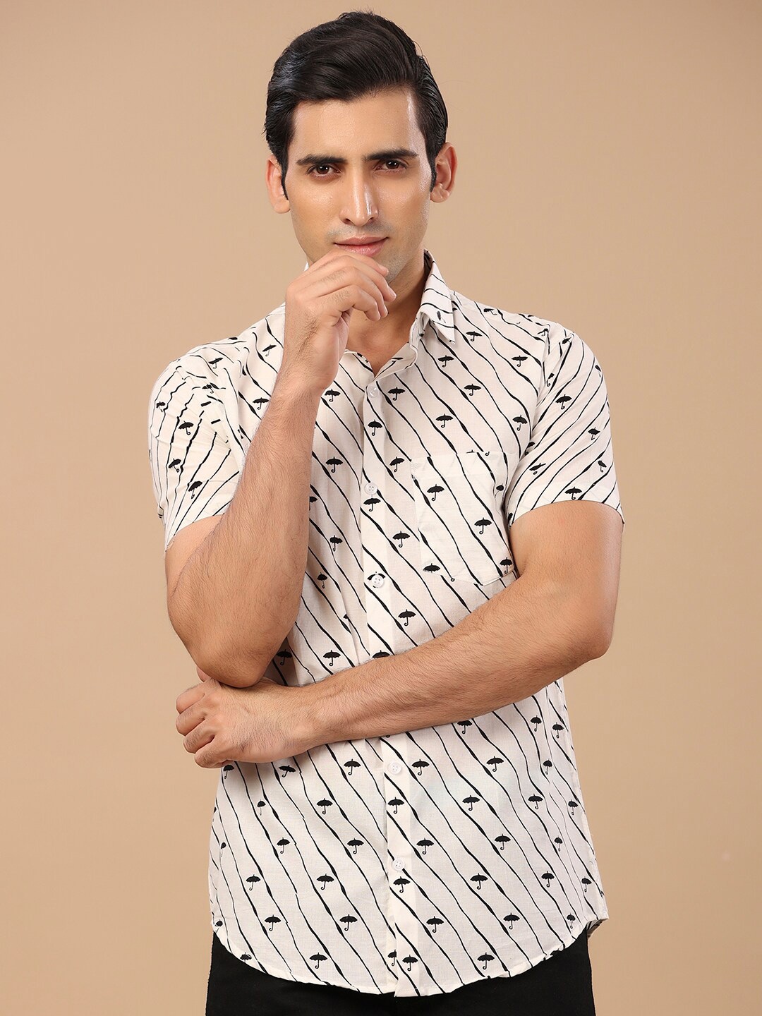 

Tistabene Men White Comfort Printed Casual Shirt