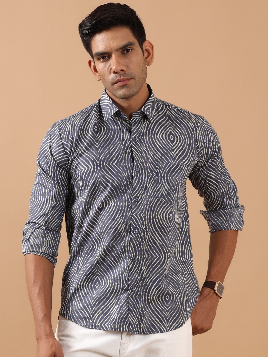 

Tistabene Men Blue Comfort Printed Casual Shirt