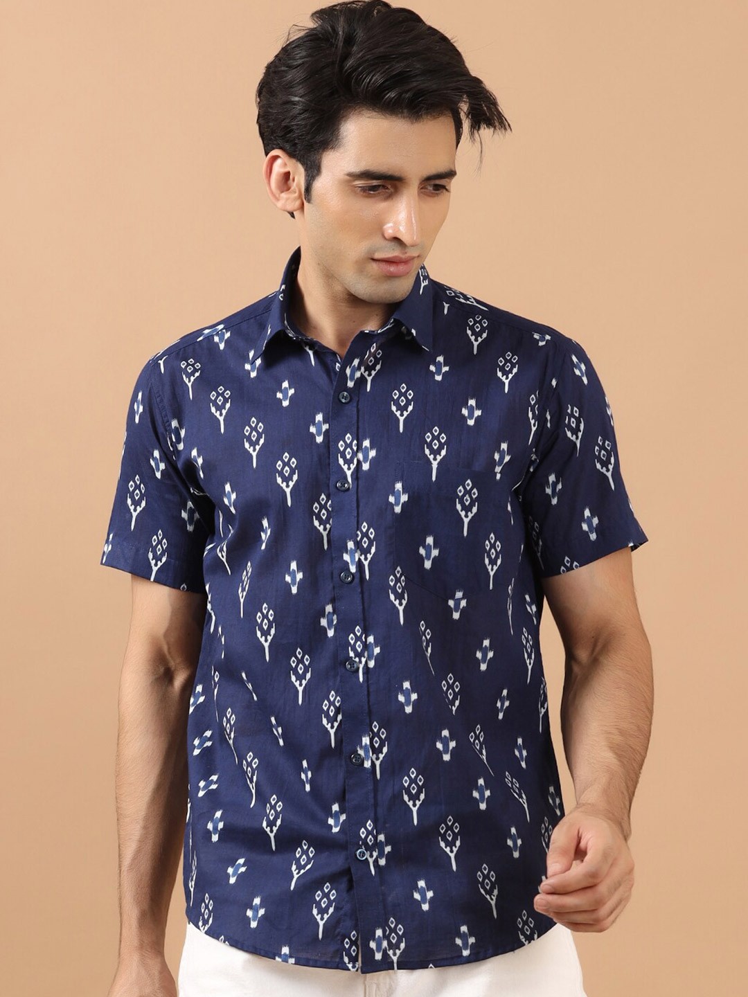 

Tistabene Men Blue Comfort Ethnic Printed Casual Shirt