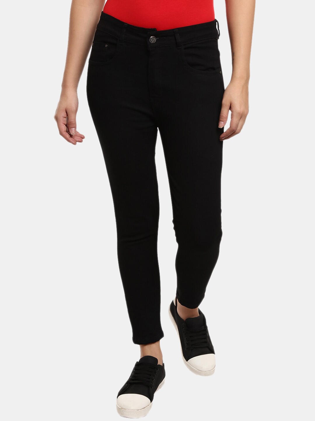 

V-Mart Women Black Solid High-Rise Denim Jeans