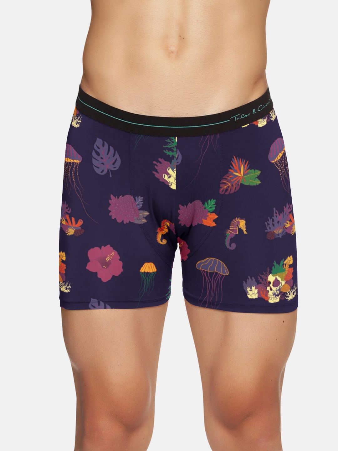 

Tailor & Circus Men Blue Printed Puresoft Anti-Bacterial Beechwood Modal Trunk