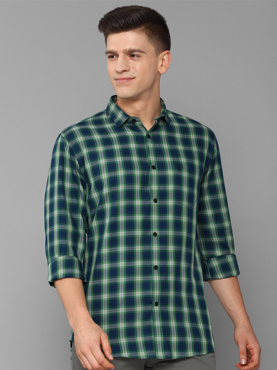 

Allen Solly Men Green Slim Fit Tartan Checks Checked Casual Shirt