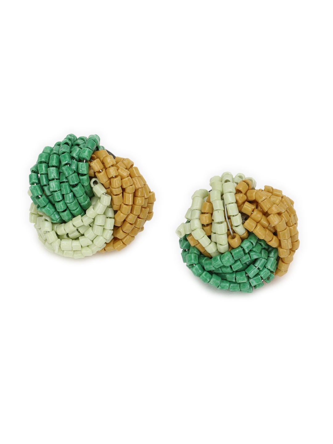 

FOREVER 21 Camel Brown & Green Contemporary Studs Earrings