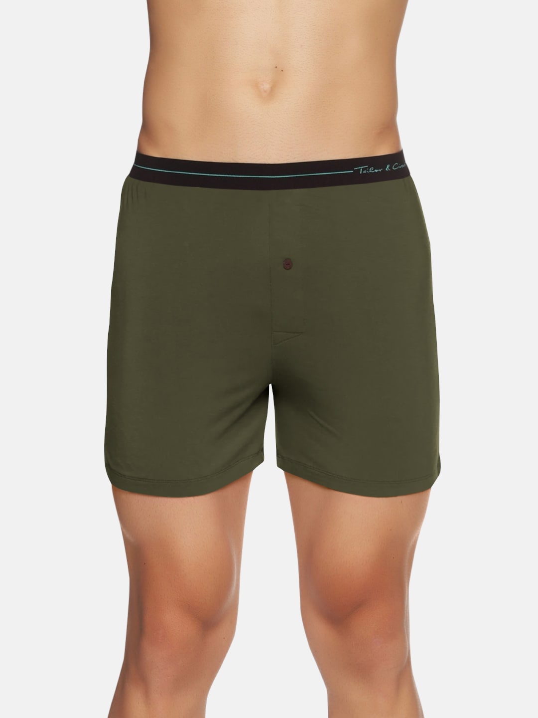 

Tailor & Circus Olive Green Solid Puresoft Anti-Bacterial Beechwood Modal Boxers