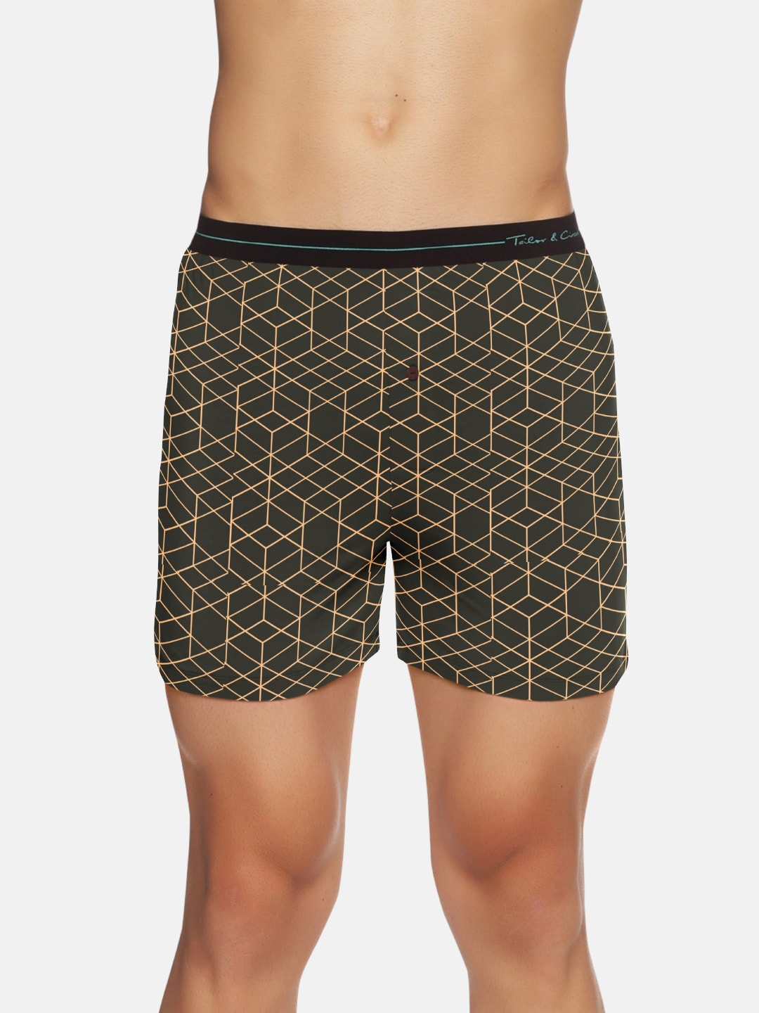 

Tailor & Circus Men Green Geometric Printed Puresoft Anti-Bacterial Beechwood Modal Boxers