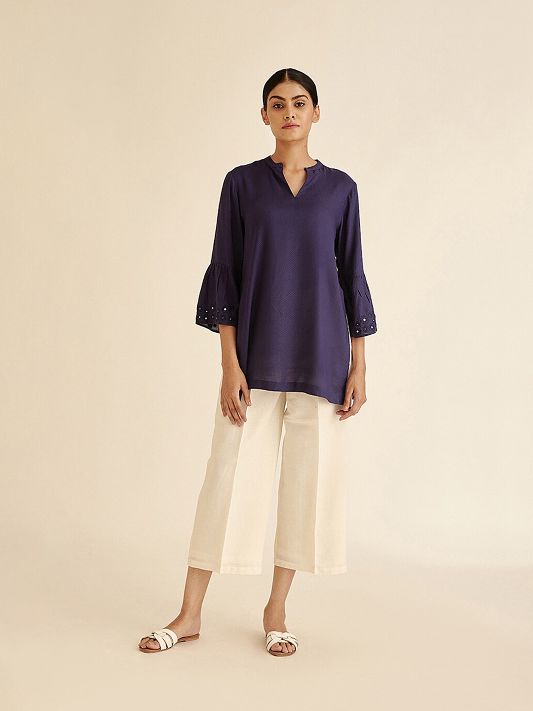 

Ancestry Blue Dobby Kurti
