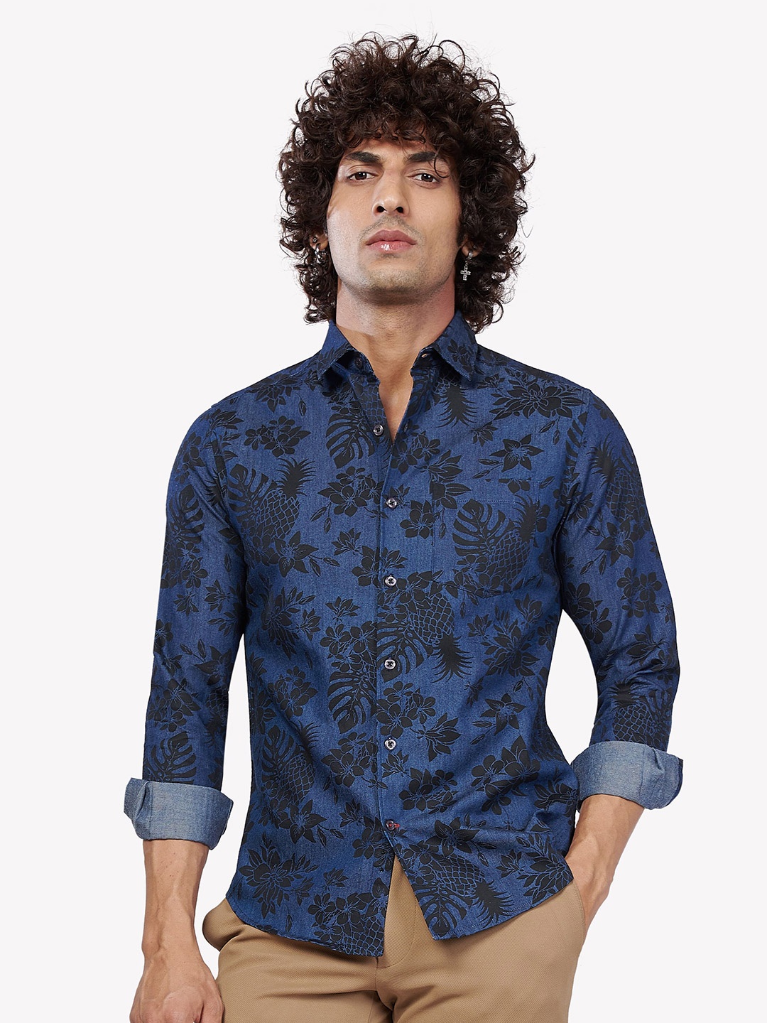 

VASTRADO Men's Blue Floral Printed Casual Shirt