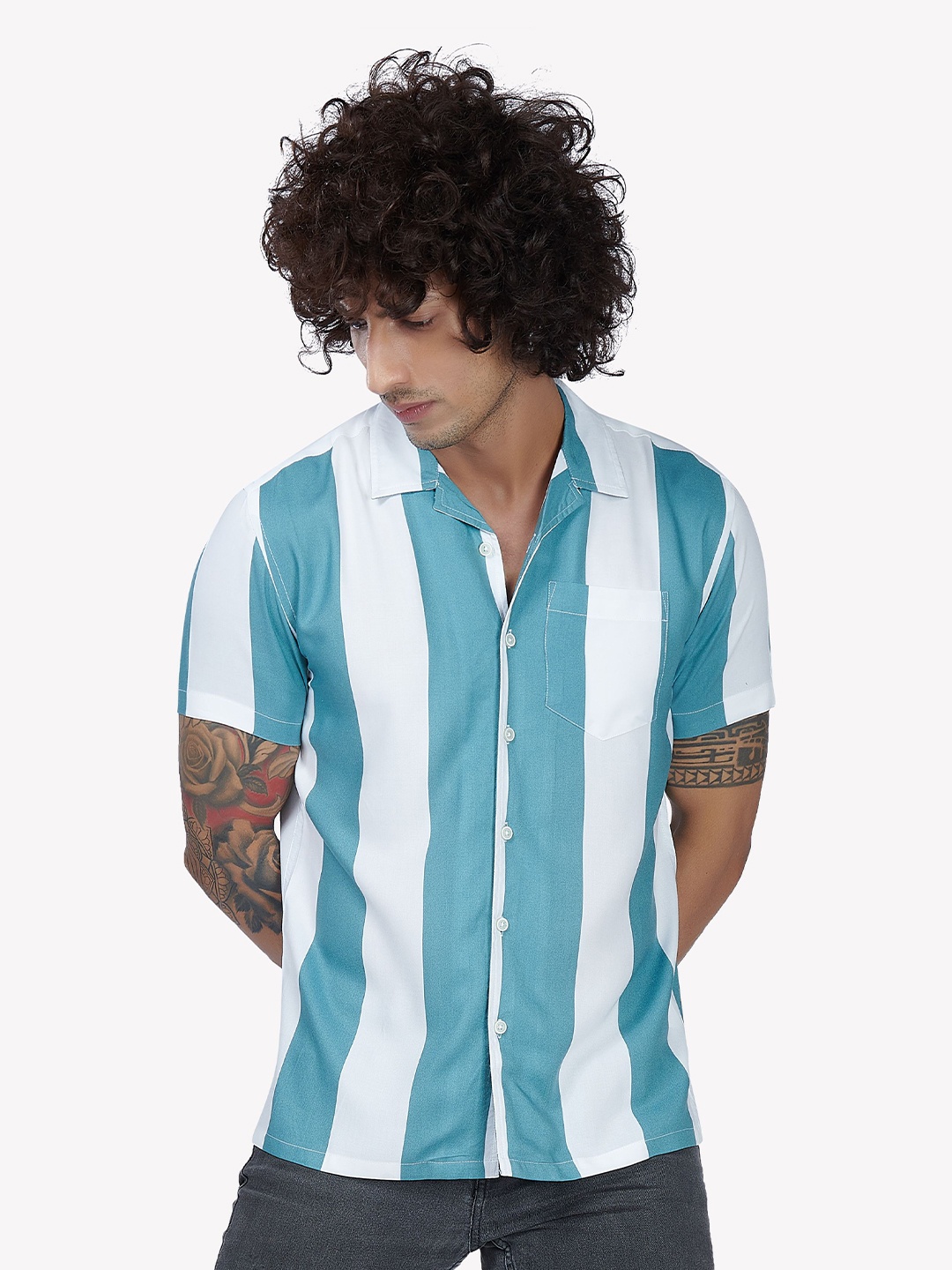 

VASTRADO Men White Striped Casual Shirt