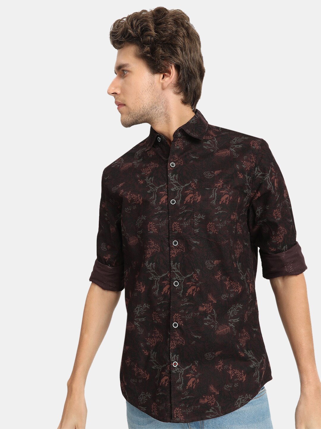 

VASTRADO Men Brown Floral Printed Casual Shirt