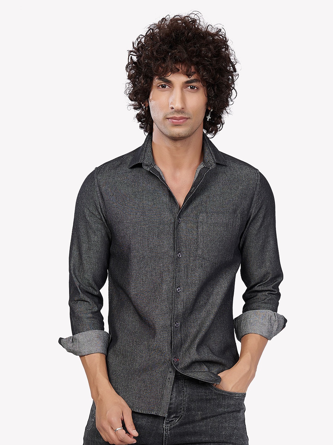 

VASTRADO Men Charcoal Casual Shirt