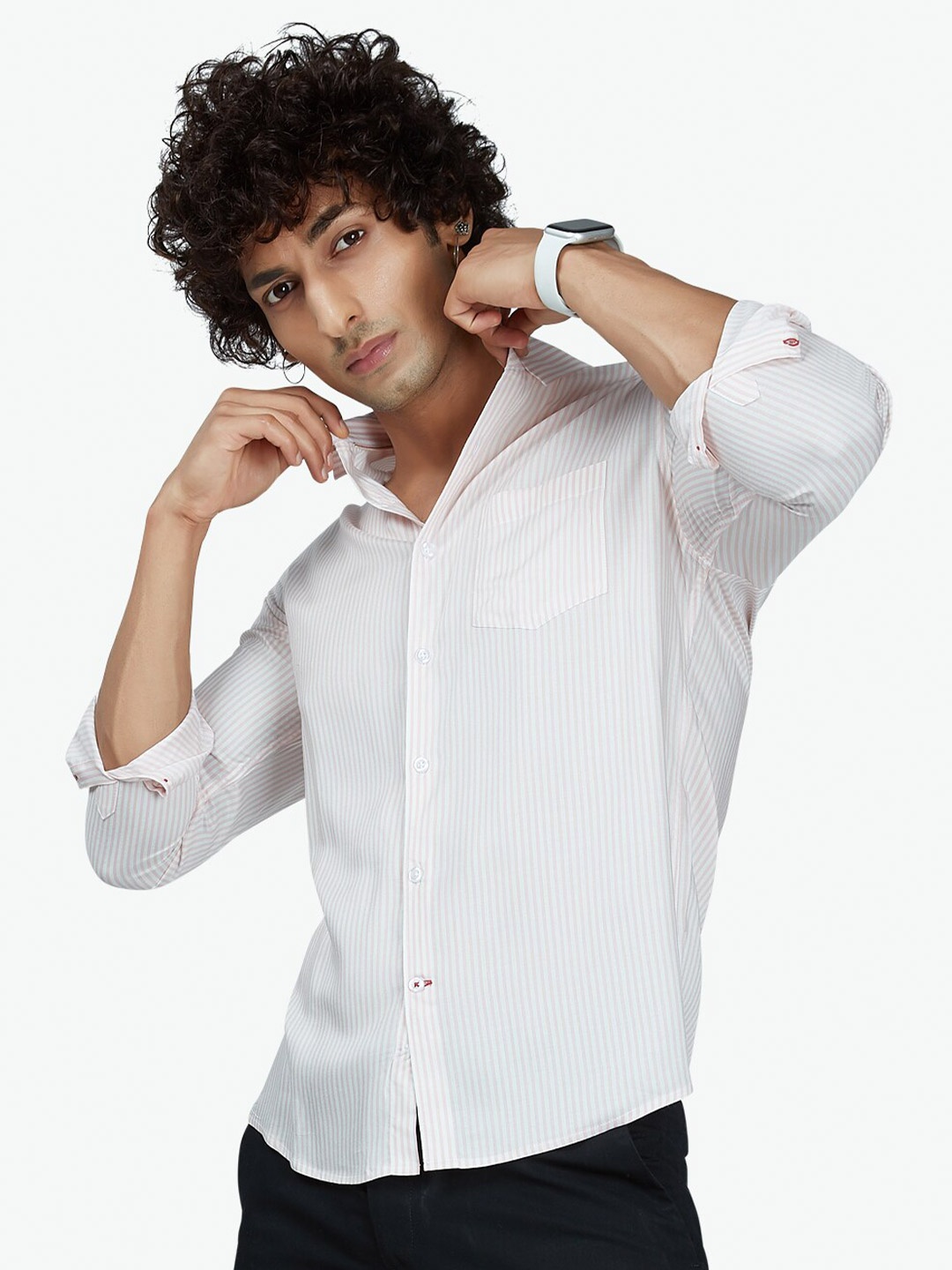 

VASTRADO Men Pink Striped Casual Shirt