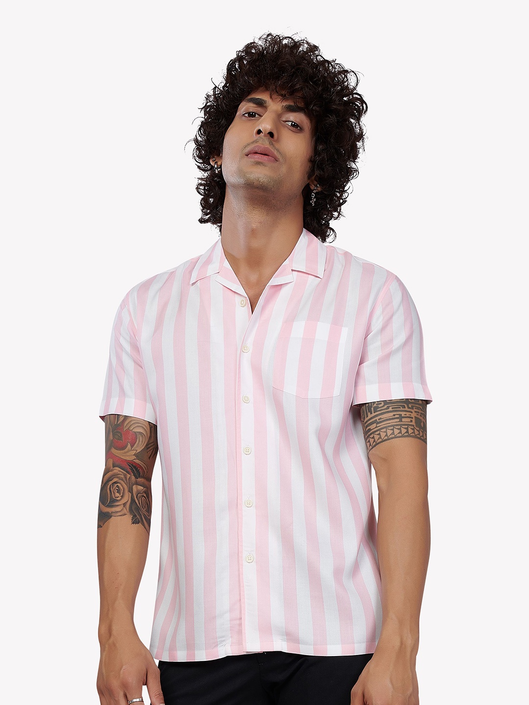 

VASTRADO Men Pink Striped Casual Shirt