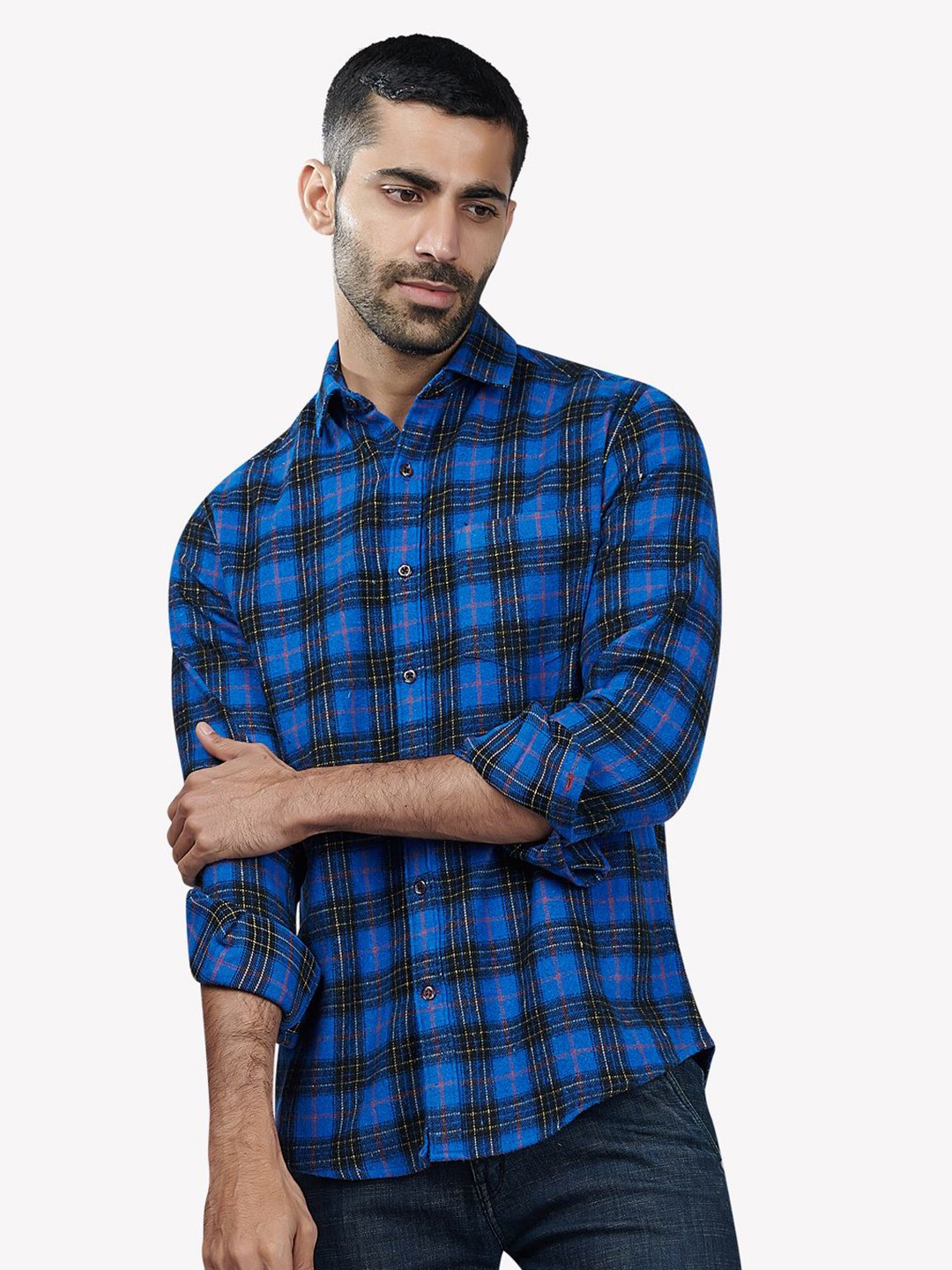 

VASTRADO Men Blue Checked Casual Shirt