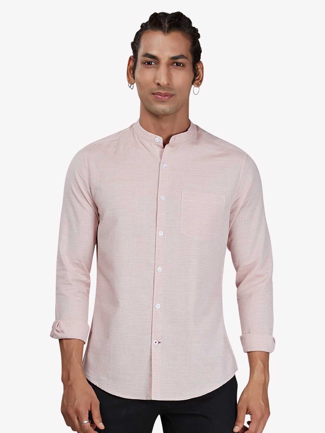 

VASTRADO Men Peach-Coloured solid Casual Shirt