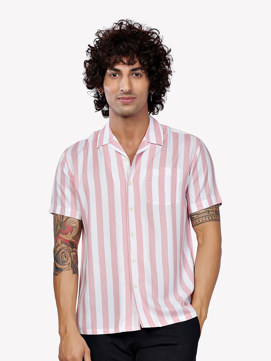 

VASTRADO Men Pink Striped Casual Shirt