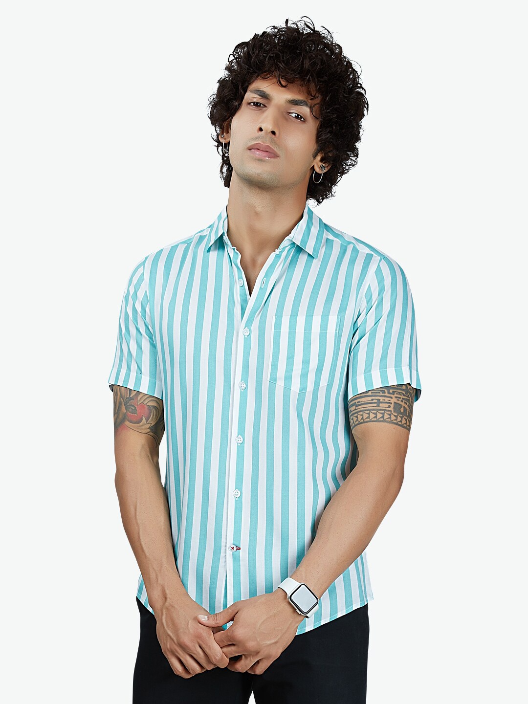 

VASTRADO Men Blue Striped Casual Shirt