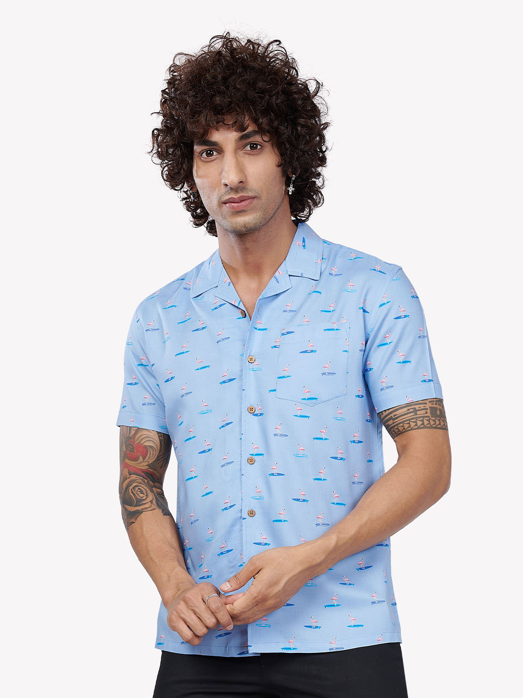 

VASTRADO Men Blue Printed Casual Shirt