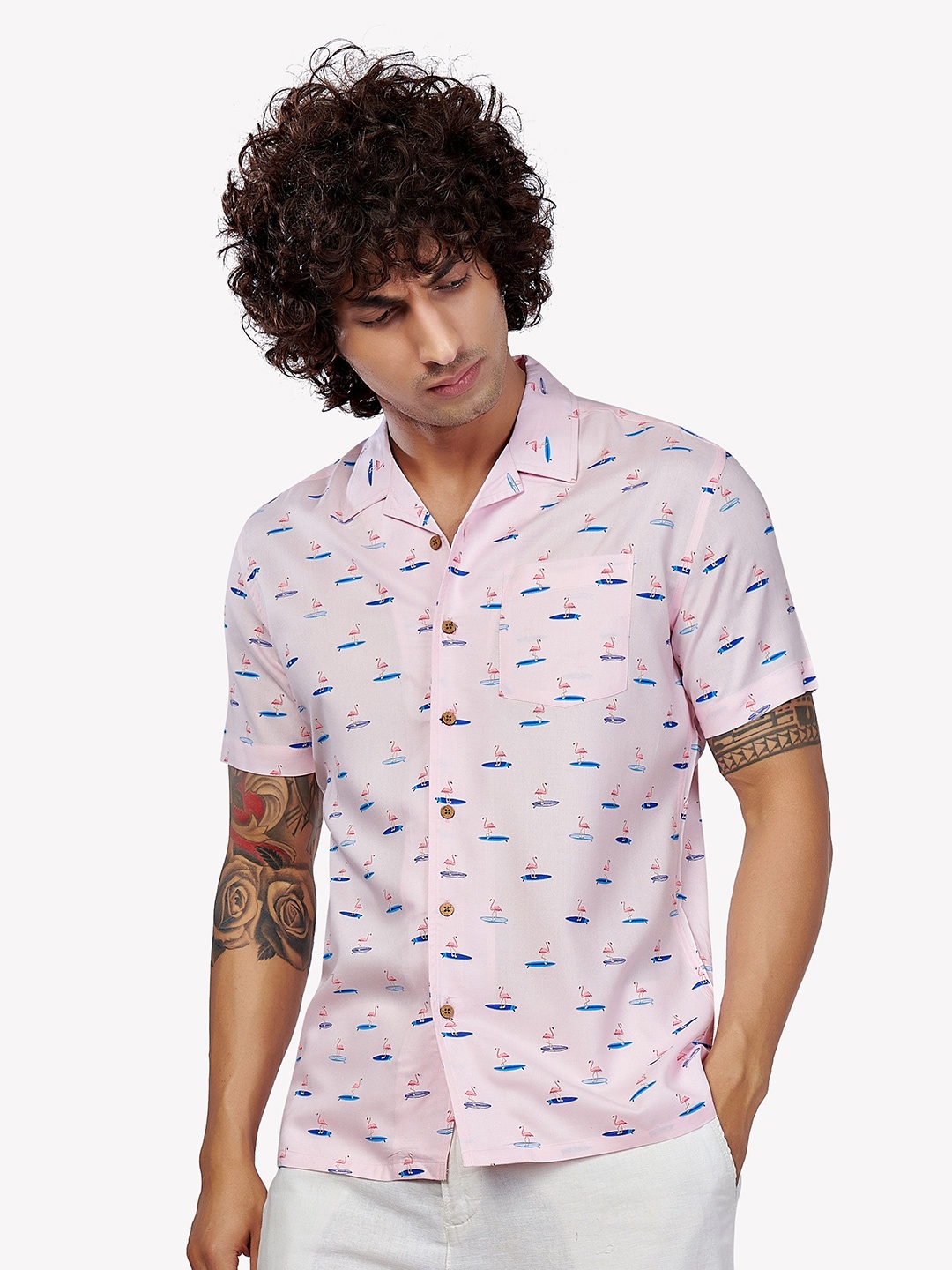 

VASTRADO Men Pink Printed Casual Shirt