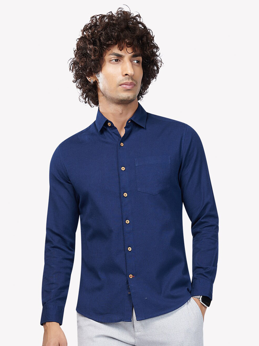 

VASTRADO Men Navy Blue Casual Shirt